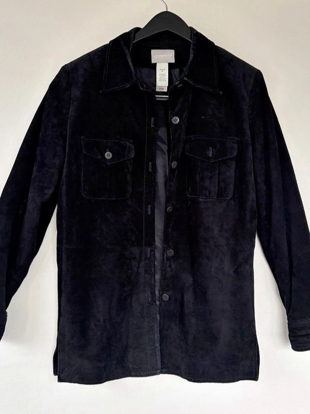 Liz Claiborne Suede Jacket Shacket Womens P Med Black  Leather Western Cowgirl